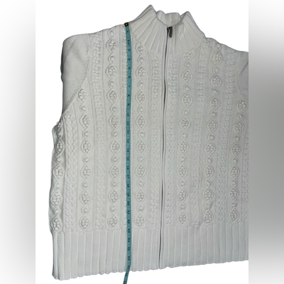 NWOT Lands' End 100% Cotton Textured & Cable Knit Full Zip Ivory Sweater 3X - Picture 4 of 7